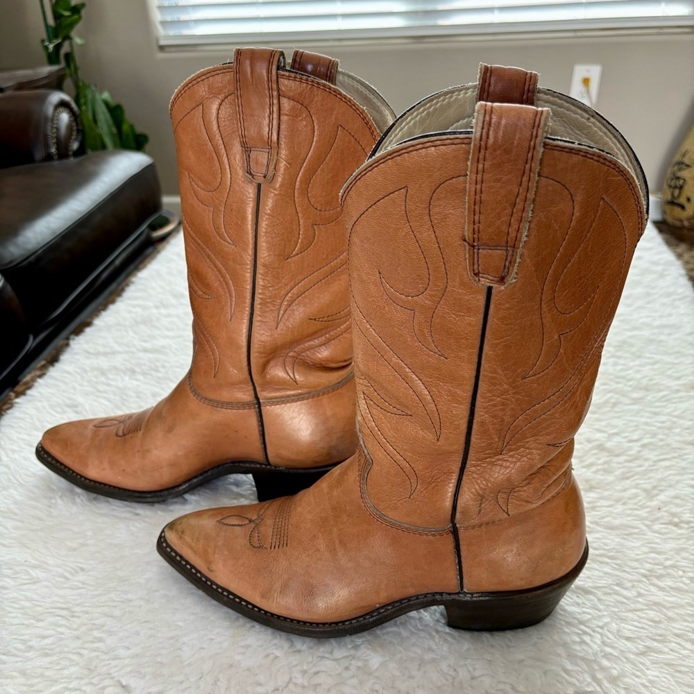 Stewart Boot Co. Inc 1977 Handmade Brown Leather Western Cowboy’s Boots 9.5 D